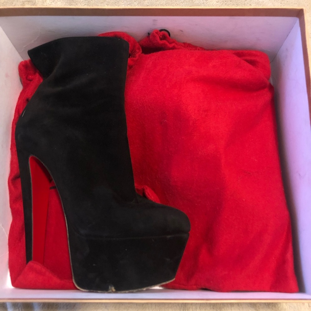 Christian Louboutin Black Suede Platform Boot